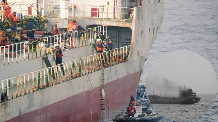 Fire in ship in Gulf of Oman Indian Navy rescue mission INS Tabar responded